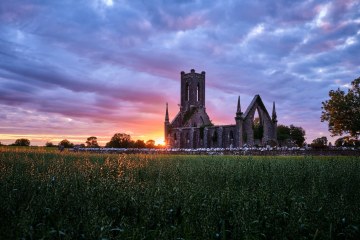 Sunset at Ballynafagh Church. Photo by Daniel Kane Photography.